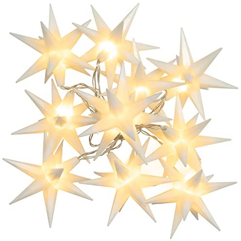 Nipach GmbH 10 LED Lichterkette Weihnachts-Sterne weiß Trafo Timer Weihnachts-Deko Sternenkette Weihnachtssternkette Weihnachtsdeko Xmas-Deko