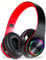 MUARRON Wireless bluetooth headphones-Colorful lights/Foldable/Large battery capacity/Built-in microphone-Bluetooth 5.0/13 m range/Stereo surround/Comfortable affixed ears (black-red1)