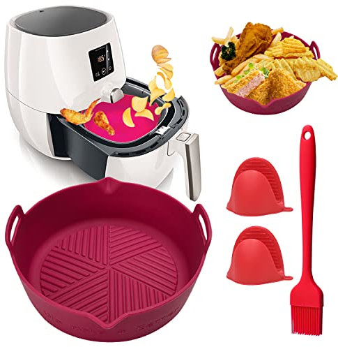 4 pezzi Teglie per Friggitrice ad Aria Taglie forti, Accessori per Friggitrice ad Aria in Silicone Nuovo,Teglie Friggitrice ad Aria, Adatti per Friggitrici adAria, Forni Microonde, Stampi per Torte