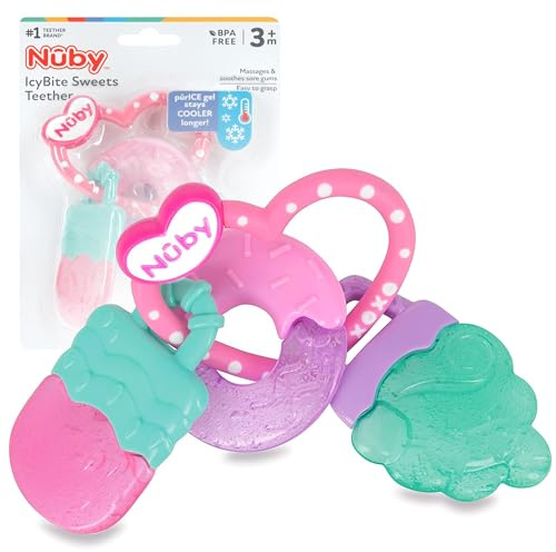Nuby ICY Gel Teether Ring, Popsicle, Donut and Ice Cream - 3+ Months