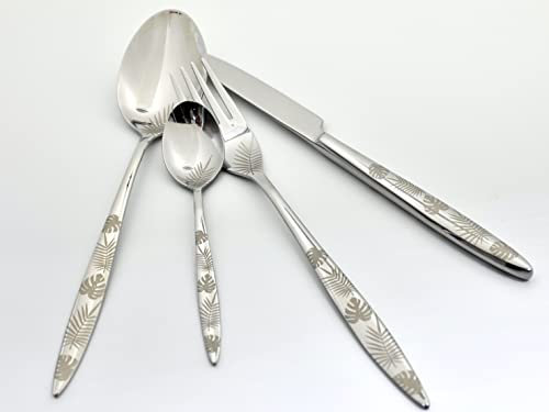 Lebrun Couverts - Ménagère TROPIC 3 MM - 24 Pièces - Service de Table - Acier Inox - Fourchettes - Cuillères - Couteaux Table - Set Couvert Cuisine - Couverts de Table - 12 Personnes