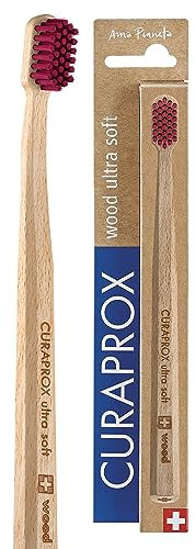 Curaprox wood ultra soft toothbrush, Random colour Curaprox CS Holzzahnbürste – Für Umweltfreundliche Mundpflege | Ultrasanfte Plaque-entfernung | Griff Aus Rotbuchenholz | Einzelpackung