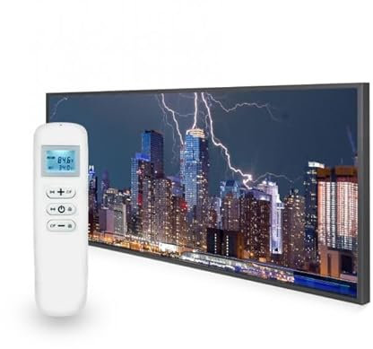 Mirrorstone Urban 700W Smart Wi-Fi Infrared Picture Heater, Electric Heating Panel, Low Consumption Home Living Room (Thunderstorm)
