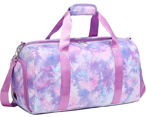 Sac Sport de Voyage Sac de Gym Sac Piscine Enfant Sac pour Danse avec Compartiment à Chaussures et Poche Humide