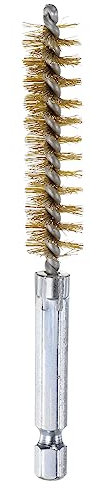 sourcing map Brass Bore Brush 12mm Dia 4 Long Cleaning Twisted Wire Brush with Handle 1/4 Hex Shank for Tubes, Ports, Bearings