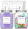 sunal Glass Jars for Laundry Room Organization, Washing Powder Storage Container, 2 x 1.9L with 24 Labels and Airtight Lid, Large Laundry Detergent Dispenser, 2 Jars