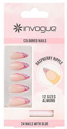 Invogue Raspberry Ripple Almond Nails (24 Pieces)