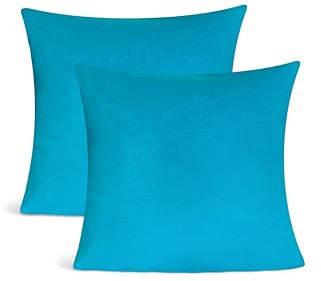 leevitex Kissenbezug Set | 2er Pack | 100% Baumwolle | Jersey | Kissenbezüge | Seitenschläferkissen | Kissenhülle | Nackenkissenbezug (Türkis/Ocean, 40 x 40 cm)