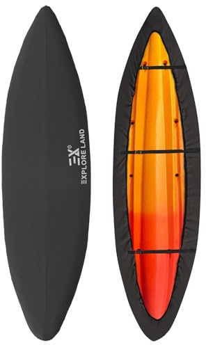 Explore Land Waterproof Kayak Cover - UV Protection 600D Canoe Dust Storage Cover Suitable for 12.3-13.5ft Kayak, Black