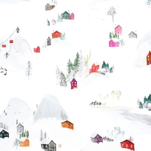 Stoff Meterware Weihnachten Winter Christmas Mischgewebe - 1 Meter, Vorhänge, Tischdecken, Tischläufer, Kissen, Deko (Winterlandschaft Dorf)