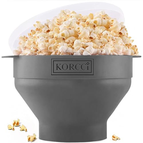 Korcci Mikrowellengeeigneter Silikon-Popcorn-Popper, BPA-freier Mikrowellen-Popcorn-Popcorn-Popper, zusammenklappbare Mikrowellen-Popcorn-Schüssel, Verwendung in der Mikrowelle, spülmaschinenfest