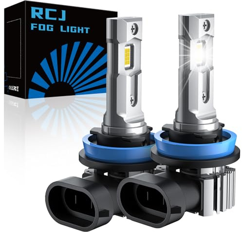 RCJ H11 Bulbs, H8 H9 Fog Light Bulbs 16000LM Super Bright 6000K Cool White, Real 1:1 Design, Plug and Play, Canbus Ready, Pack of 2