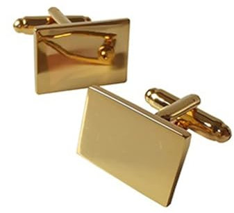 Skcess Manschettenknöpfe Gold, Manschettenknöpfe Rechteck Messing Manchettenknoepfe Herren 19X13 MM