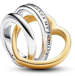 PANDORA Moments Bicolor Stiefmutter Verschlungene Herzen Charm aus Sterling Silber mit vergoldeter Metalllegierung, Kompatibel Moments Armbändern, 763244C00