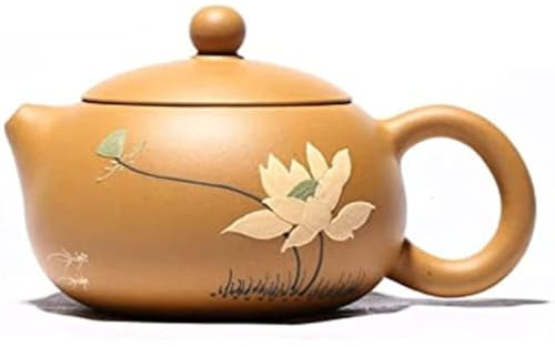 FLADO Chinesisches Gongfu-Teeset, tragbare Teekanne, 330 ml, lila Ton-Teekannen, rohes Erz, Abschnitt Schlamm, Xishi-Teekanne, Zuhause, Lotus-Wasserkocher
