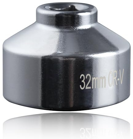 SPEEDWOX Llave de tubo de filtro de aceite de 32 mm, llave de filtro de aceite de perfil bajo, herramienta de extracción de filtro de aceite, enchufe de 6 puntos, 3/8 pulgadas, compatible con GM,