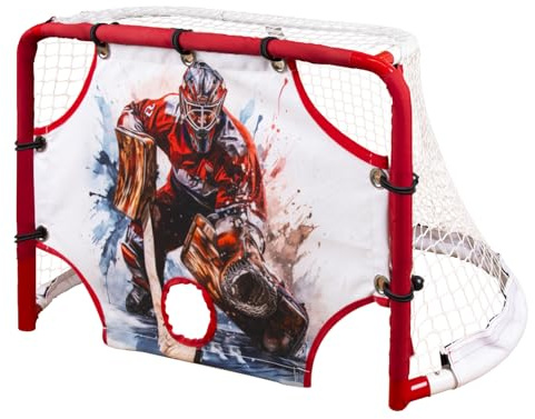 Kasifei Mini rete da hockey in acciaio con tutor tiratore, 76,2 x 50,8 cm, resistente porta da hockey per bambini