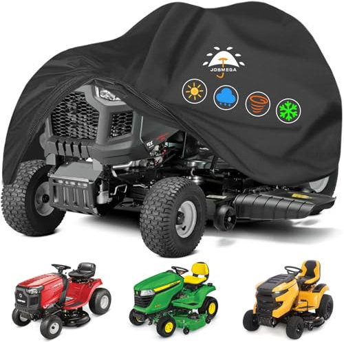 JosMega Abdeckung für Rasenmäher | 800D strapazierfähiges Oxford | Doppelnadelnähte | PU wasserdicht | Rückennahtband | winddicht im Freien | verstellbare Gurtbandschnalle | elastisches Band unten |