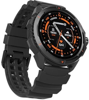 Hammer Watch 2 smartwatch, Pantalla AMOLED+ Gorilla Glass, GPS, 530 mAh, hasta 13 días de Funcionamiento, Modo Deportivo, Linterna integrada, Robusto, Apto para Uso en Exteriores