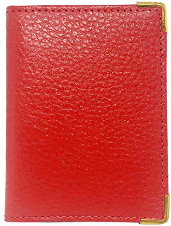 Charmoni - Porte Carte Etui Passe Navigo Carnet Ticket Bus Métro - Compact et Pratique - en Cuir (Rouge)