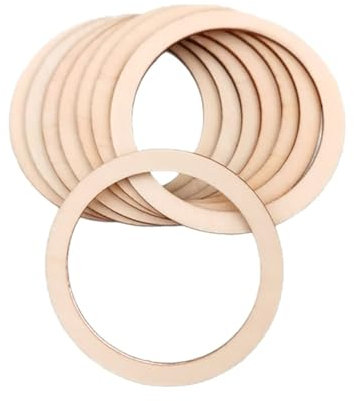Fuhjythy 100 Pièces Cercle D'Anneaux Plats en Bois Non de 6 cm pour L'Artisanat de Bricolage, Pendentif D'Anneau et Connecteurs Fabrication de