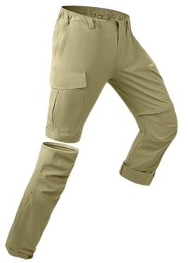 YAOBAOLE Pantalon de Randonnee Homme Pantalons Homme Cargo Pantalon Treillis Pantalon Modulable Kaki 3XL