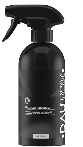 DAUTOX® Black Gloss – Reifen- & Kunststoffpflege mit UV-Schutz, für Reifenflanken, Kunststoffteile & Türgummis, verhindert Versprödung & Risse, langanhaltender Tiefenglanz ohne Schmierfilm (500 ml)