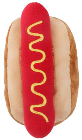 HEMOTON Interaktives Plüsch Hundespielzeug Im Hot-Dog-Design Quietschen Bissfest Für Kau Spielaktivitäten Für Haustiere Fördert Die Zahngesundheit Und Verhindert Zerstörung Von Möbeln