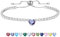 Kraven Bracciale Donna 12 Colori di Pietre Natali Ciondolo con a Forma Cuore e Sparkle Zircone Bracciale Tennis Regolabile Regalo Compleanno per Donne Ragazze (Febbraio)