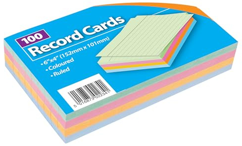 Karteikarten mit Überschrift, A6, mehrfarbig, liniert, 100 Stück