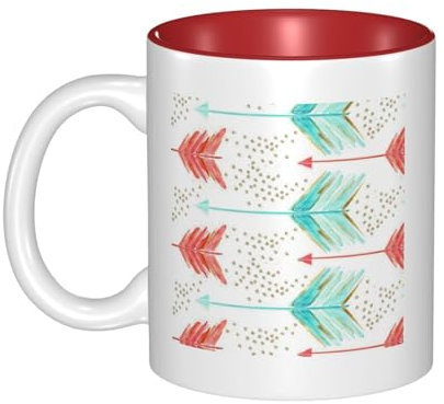 Coral and Teal Arrows Color Inside Ceramic Coffee Mug 330ml – Personalized Printed Tea Cup for Office or Home Use