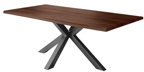 Loreno Esstisch - 180 cm x 90 cm – 4 cm MDF Tischplatte, Nussbaum-Optik – Spider Gestell – Schwarz - Perfekt für Esszimmer und Küche