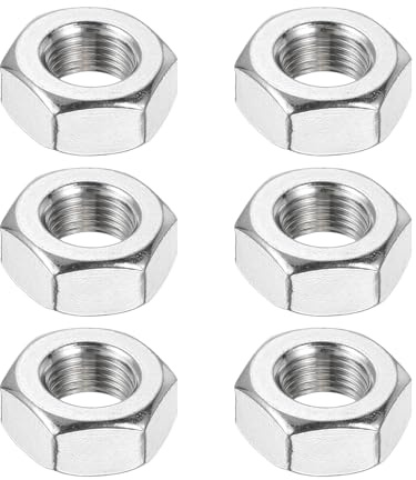 sourcing map M10x1mm Hex Nuts, 6Pcs 304 Stainless Steel Metric Fine Thread Hexagon Lock Nuts Fasteners 17mm/0.67 Width, 8mm/0.31 Height for Machinery Automotive Industrial Use