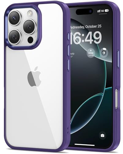 HOOMIL Cover per iPhone 16 Pro Max 6,9 Pollici, Custodia Anti-Ingiallimento, Antiurto e Anti-Graffi, Retro Rigida Trasparente - Viola