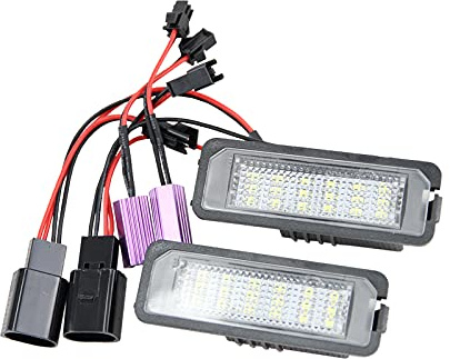 LUOKEKE Kennzeichenbeleuchtung 2x Fit Verwendung for MK5 GTI MK6 MK7 for Golf 5 for Glof 6 for Golf 7 Xenon weiße LED-Anzahl Kennzeichenbeleuchtung Kit Fehlerfreies Auto-Styling(With Decoder)