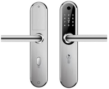 BOT Elektronisches Türschloss TTLock H1W, Silber, 92 mm – Wassergeschützt, Fingerabdruck, Bluetooth, Smart-Funktion