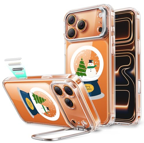 ESR Weihnachten Handyhülle für iPhone 17 Pro Max Hülle, Kamerasteuerung, kompatibel mit MagSafe, Militärnorm Schutzhülle, integrierter Versteck Ständer Christmas Case Cover, Christmas Ball