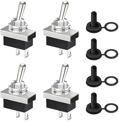 4 PCS Interrupteur À Bascule Marche/Arrêt KN3(D)-101 12V 25A - Connecteur 2 Broches, Interrupteur 12V Étanche En Métal Avec Capuchon En Caoutchouc pour Voiture, Marine Et Bateau