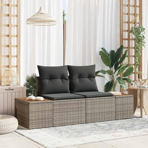 Ordellia Gartensofa Grau 184x62x85cm, Poly-Rattan Outdoor Sofa Zweisitzer, wetterfestes Terrassenmöbel mit Stahlrahmen, modernes Design für Garten & Balkon, langlebig