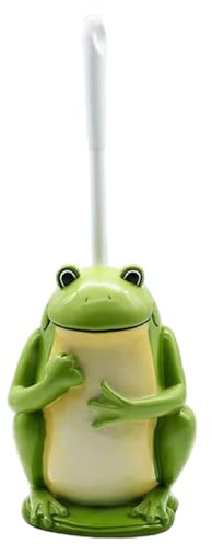 AwnsIMfreien Frosch-Badezimmer-Dekor, WC-Bürste und Halter-Set, 14 x 36, 6 cm, Kunstharz, niedliche Toilettenbürste, lebhaftes Frosch-Badezimmer-Dekor, farbechtes Zubehör, niedlich