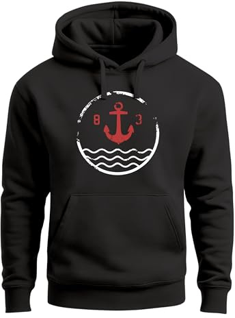 Neverless Hoodie Herren Anker Vintage Kapuzen-Pullover Männer