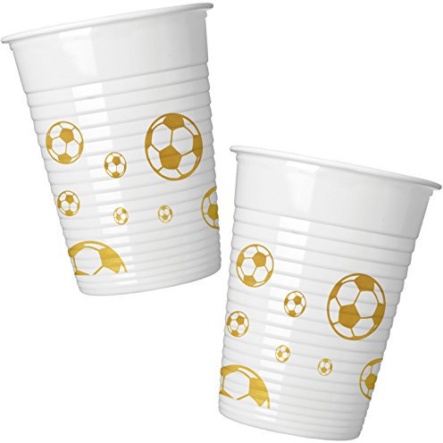 Procos Plastic Football Party Cup (Pack of 8) (One Size) (Gold/White)