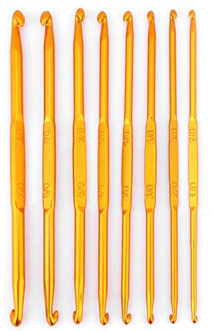 DEWIN Tunesische Häkelnadel, 8 Stück Stricknadeln Häkelnadel Set Doppelseitig Tunesische Häkelnadel Doppelseitig Aluminiumoxid Doppelende Weave Craft, Golden