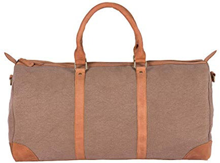 HOLZRICHTER Berlin - Weekender aus Leder für Herren (No 8-6), Reisetasche 27x55x25 cm, Handgefertigte Echtleder Umhängetasche mit Schultergurt, für Handgepäck, Camel-Beige