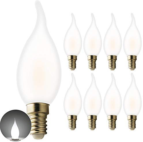 8 Stück- E14 LED Kerze 5W 450 Lumen 40W Entspricht Glühlampe, LED Birne 6000 Kelvin C35 Leuchtmittel Weißes Licht,AC 220V -240V, Glas Shell, nicht dimmbar.LED Birne