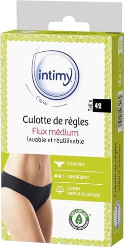 INTIMY CARE - Culotte de règles taille 42 - Flux MEDIUM - Tissu en contact avec la peau composé à 95% de coton biologique - Confort Quotidien et Liberté de Mouvement - Lavable et réutilisable