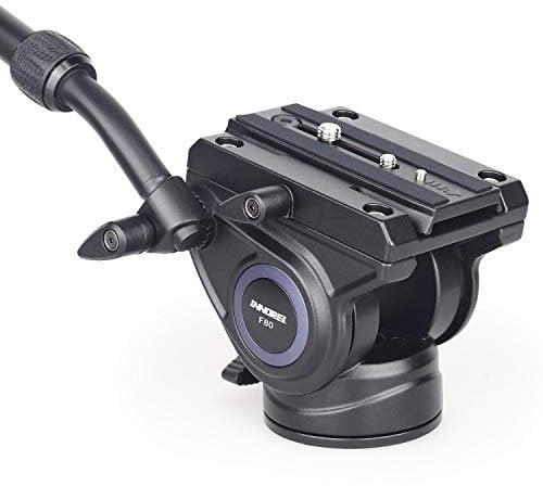 Cabezal de Fluido para trípode de Trabajo Pesado INNOREL F80 Cámaras hidráulicas Video Fluid Head con Tornillos de 1/4&3/8 Placa Deslizante Panorámica Carga máxima 24.5lb/12kg para videocámaras