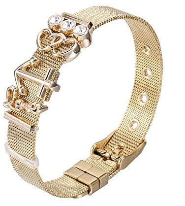 Heideman Mesh Armband Milanaise Damen - aus hochwertigem Edelstahl - silber gold rosegold farbend poliert - Armkette für Frauen mit Charms - Herz mit Stein weiß