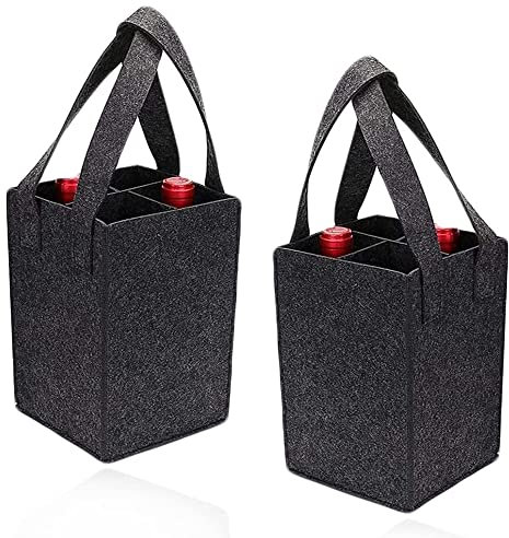YUMUN 2 Stück Weinflaschen Geschenk Tasche, Flaschenträger, Bottle Bag, Filztasche, Mit Abnehmbaren Teiler, Waschbar, Für Reisen, Party, Strand, Urlaub, Geburtstagsparty