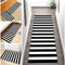 ZDYHMrj Teppich Läufer schwarz weiß gestreift rutschfest Küchenläufer Korridor Teppichläufer, Modern Geometrisch Waschbar Läufer für Wohnzimmer Schlafzimmer, Breite 60cm/ 70cm/ 80cm/ 90cm/ 100cm